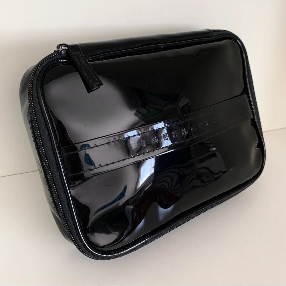 Sheer cover black patent vanity case